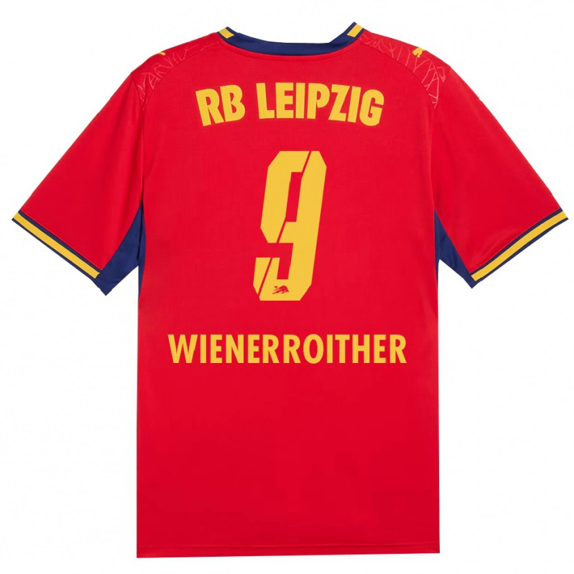Danxen Enfant Maillot Katja Wienerroither #9 Rouge Jaune Bleu Roi Tenues Extérieur 2026/27 T-Shirt