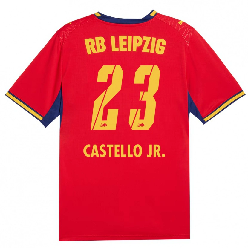 Danxen Enfant Maillot Castello Lukeba #23 Rouge Jaune Bleu Roi Tenues Extérieur 2026/27 T-Shirt