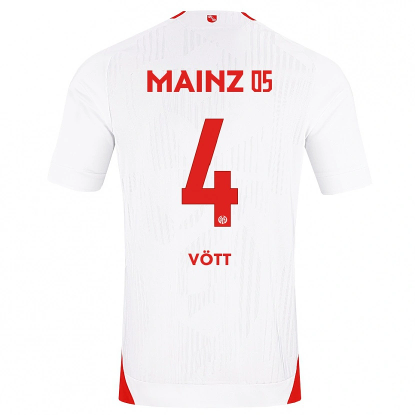 Danxen Enfant Maillot Jakob Vött #4 Blanc Rouge Jaune Tenues Extérieur 2026/27 T-Shirt