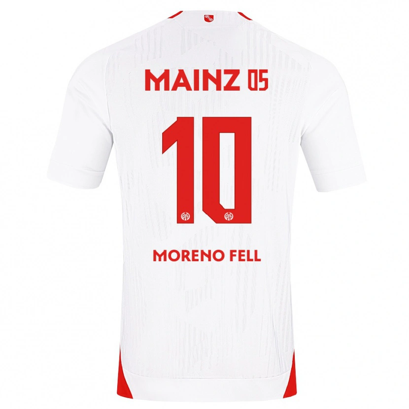 Danxen Enfant Maillot Fabio Moreno Fell #10 Blanc Rouge Jaune Tenues Extérieur 2026/27 T-Shirt