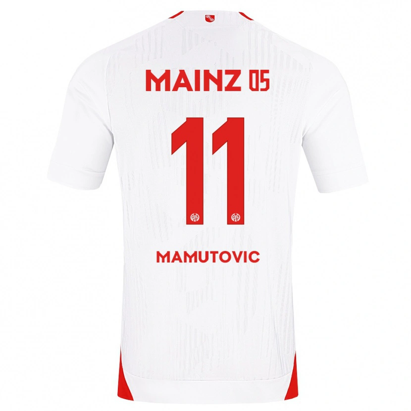 Danxen Enfant Maillot David Mamutovic #11 Blanc Rouge Jaune Tenues Extérieur 2026/27 T-Shirt