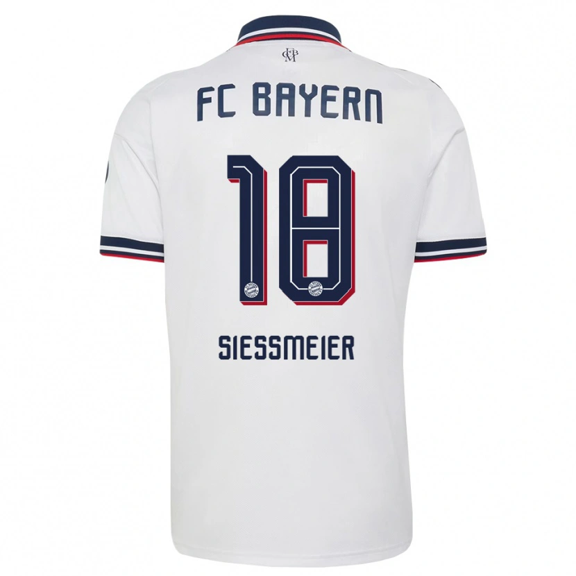Danxen Enfant Maillot Maximilian Sießmeier #18 Blanc Gris Rouge Tenues Extérieur 2026/27 T-Shirt