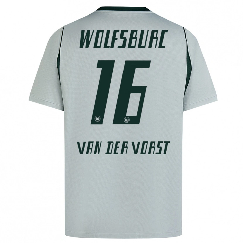 Danxen Enfant Maillot Fynn Van Der Vorst #16 Gris Vert Tenues Extérieur 2026/27 T-Shirt