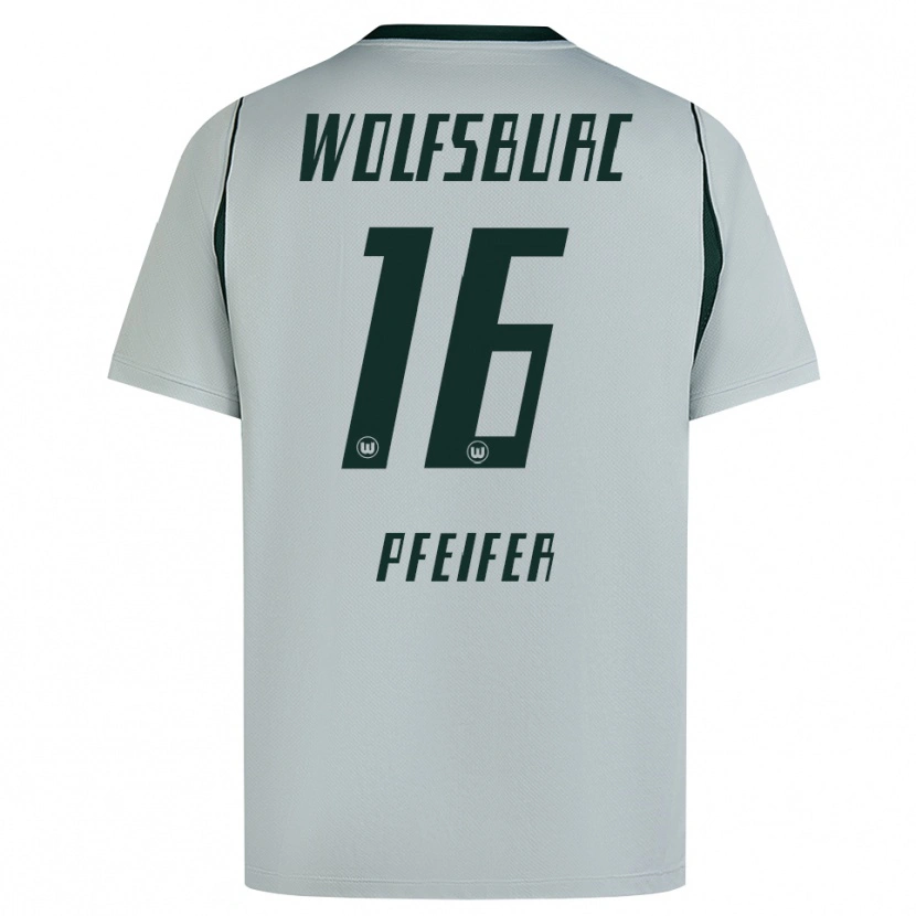 Danxen Enfant Maillot Leo Pfeifer #16 Gris Vert Tenues Extérieur 2026/27 T-Shirt