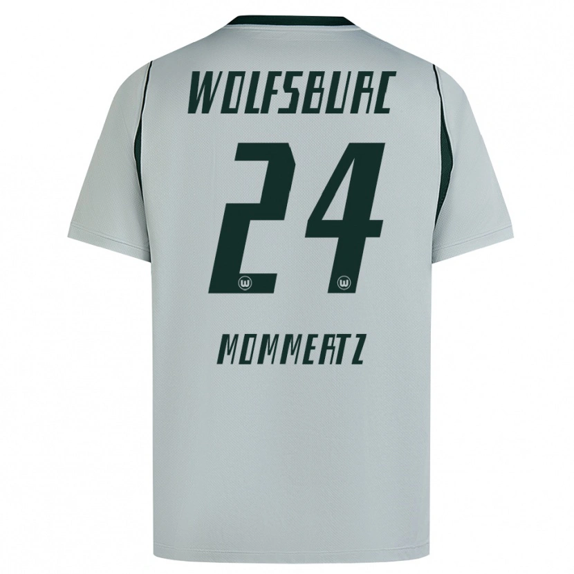 Danxen Enfant Maillot Benjamin Mommertz #24 Gris Vert Tenues Extérieur 2026/27 T-Shirt
