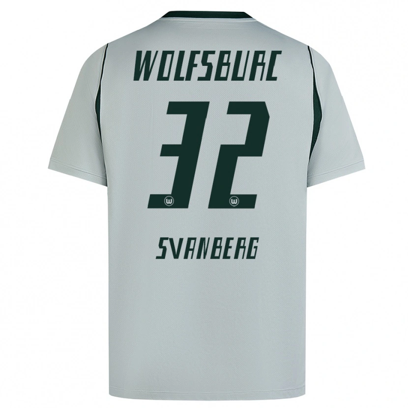 Danxen Enfant Maillot Mattias Svanberg #32 Gris Vert Tenues Extérieur 2026/27 T-Shirt