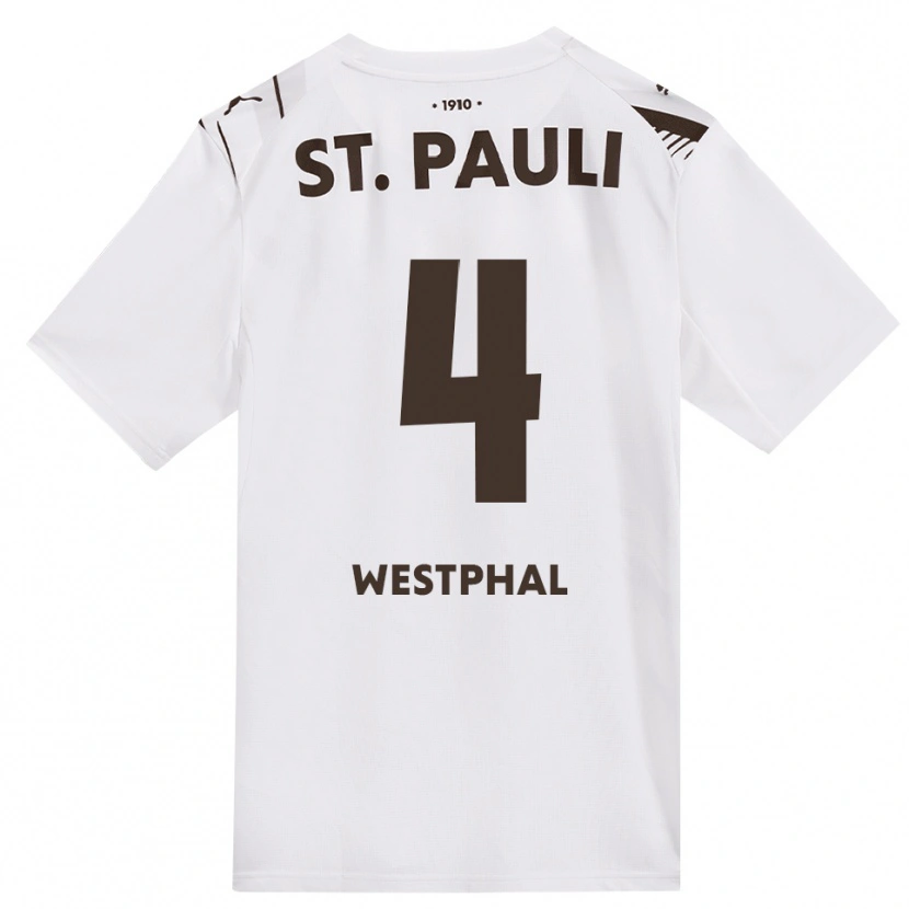 Danxen Enfant Maillot Jannik Westphal #4 Café Blanc Rouge Tenues Extérieur 2026/27 T-Shirt