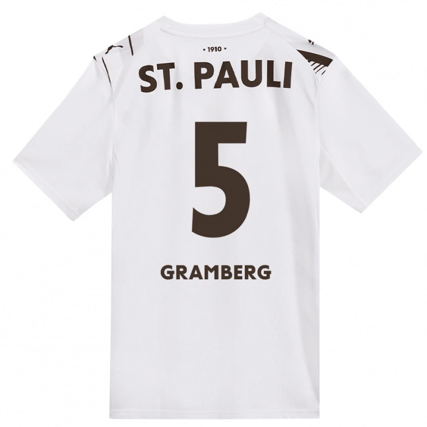 Danxen Enfant Maillot Jamel Gramberg #5 Café Blanc Rouge Tenues Extérieur 2026/27 T-Shirt