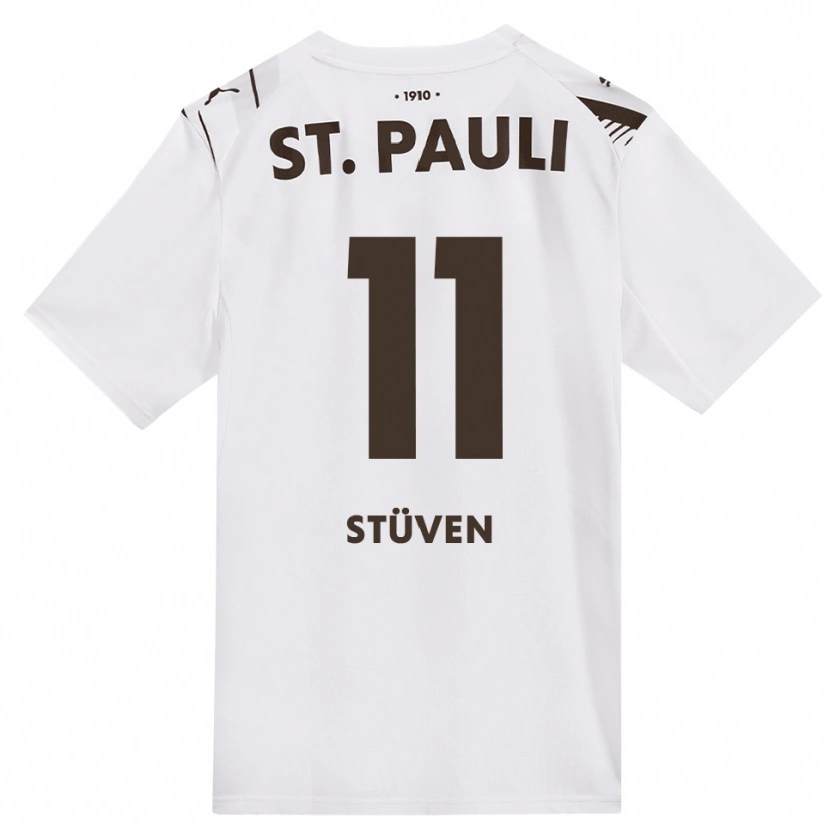 Danxen Enfant Maillot Max Stüven #11 Café Blanc Rouge Tenues Extérieur 2026/27 T-Shirt