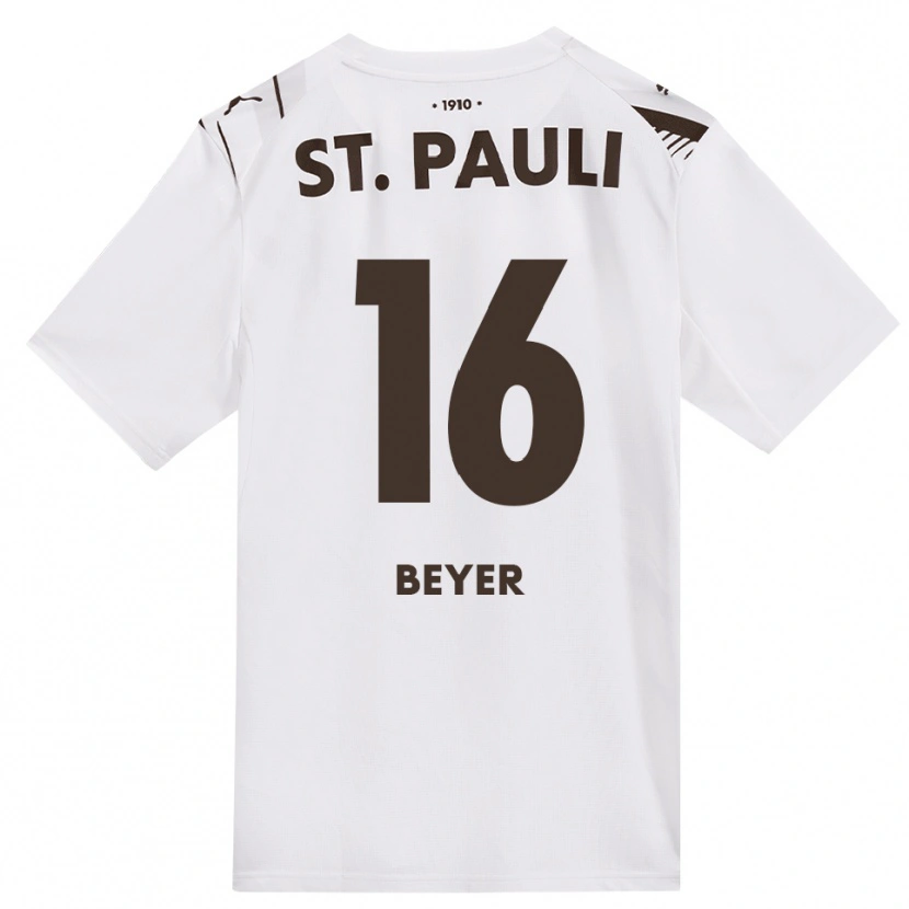 Danxen Enfant Maillot Lasse Beyer #16 Café Blanc Rouge Tenues Extérieur 2026/27 T-Shirt