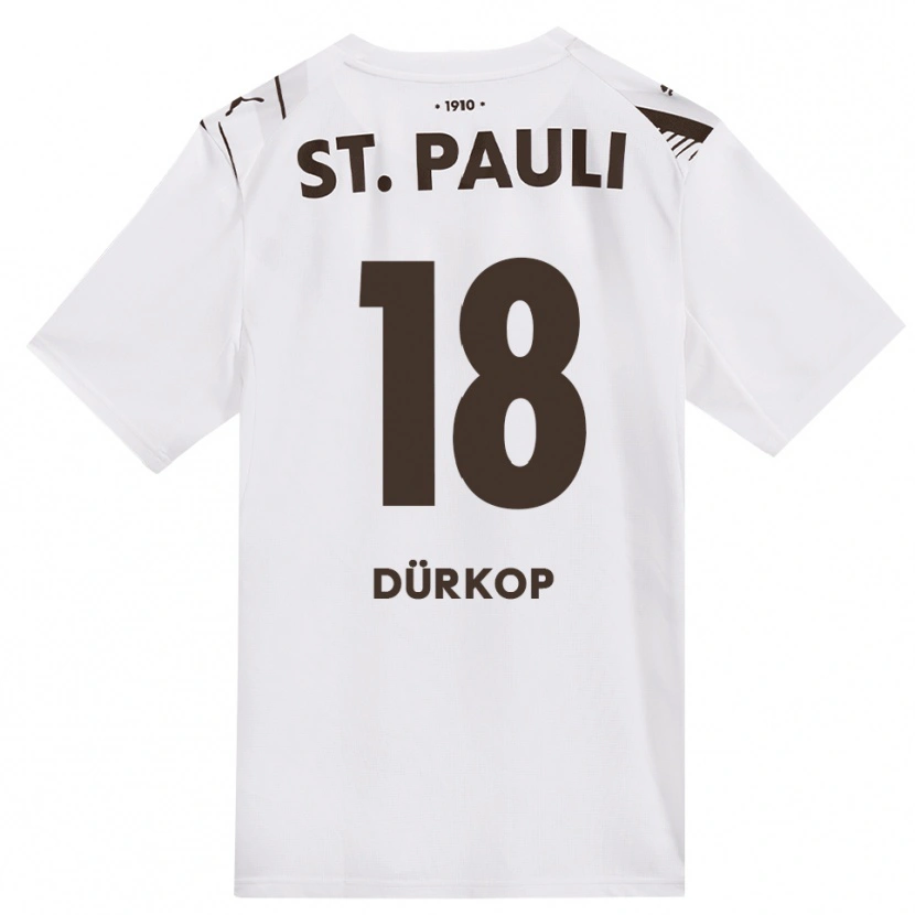 Danxen Enfant Maillot Paul Dürkop #18 Café Blanc Rouge Tenues Extérieur 2026/27 T-Shirt