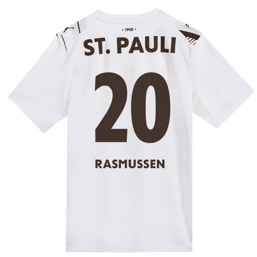 Danxen Enfant Maillot Mathias Rasmussen #20 Café Blanc Rouge Tenues Extérieur 2026/27 T-Shirt