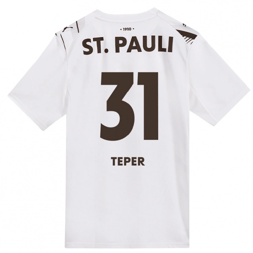 Danxen Enfant Maillot M. Teper #31 Café Blanc Rouge Tenues Extérieur 2026/27 T-Shirt