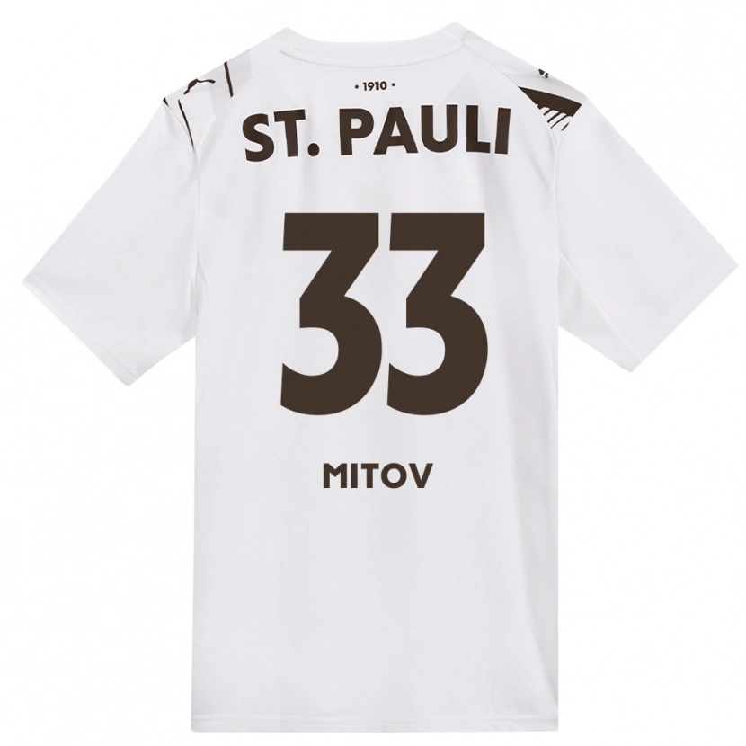 Danxen Enfant Maillot Dimitar Mitov #33 Café Blanc Rouge Tenues Extérieur 2026/27 T-Shirt