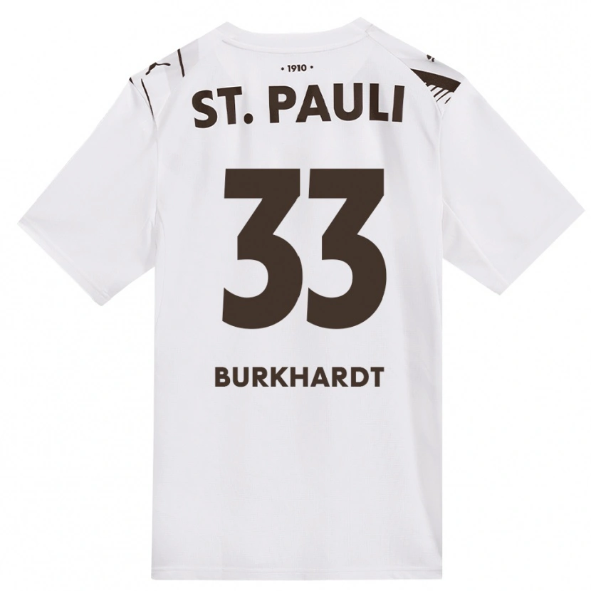 Danxen Enfant Maillot Jannik Burkhardt #33 Café Blanc Rouge Tenues Extérieur 2026/27 T-Shirt