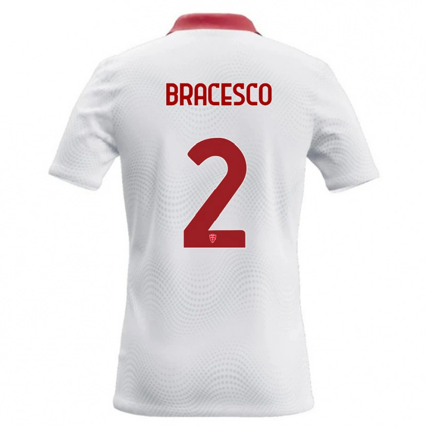 Danxen Enfant Maillot Riccardo Bracesco #2 Blanc Rouge Tenues Extérieur 2026/27 T-Shirt