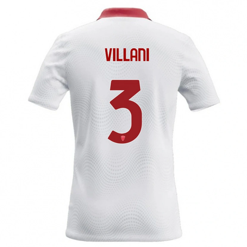 Danxen Enfant Maillot Matteo Villani #3 Blanc Rouge Tenues Extérieur 2026/27 T-Shirt