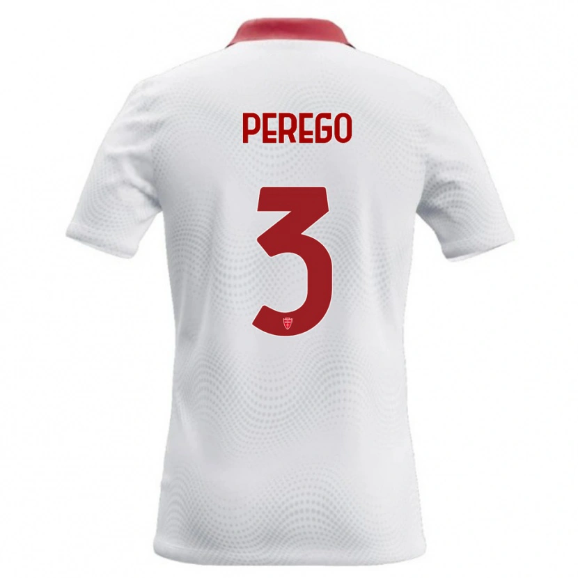 Danxen Enfant Maillot Gregorio Perego #3 Blanc Rouge Tenues Extérieur 2026/27 T-Shirt