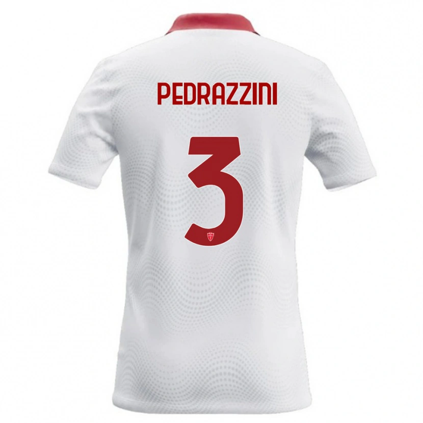 Danxen Enfant Maillot Carlo Pedrazzini #3 Blanc Rouge Tenues Extérieur 2026/27 T-Shirt