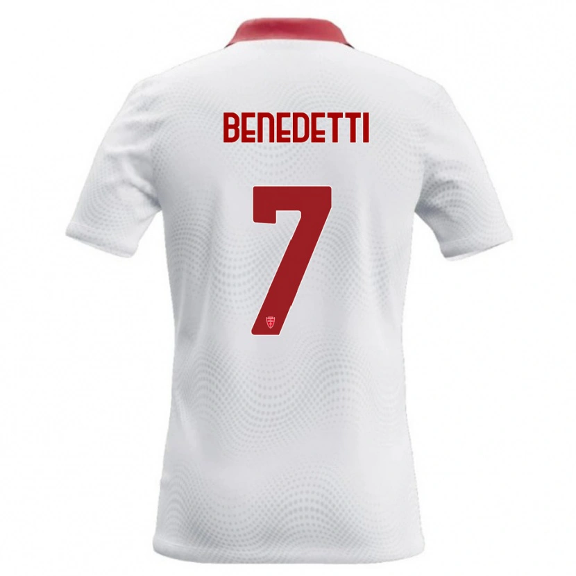Danxen Enfant Maillot Elia Benedetti #7 Blanc Rouge Tenues Extérieur 2026/27 T-Shirt