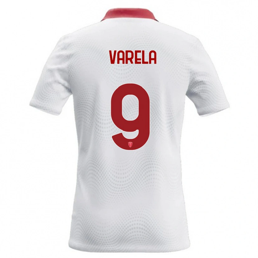 Danxen Enfant Maillot Gustavo Varela #9 Blanc Rouge Tenues Extérieur 2026/27 T-Shirt