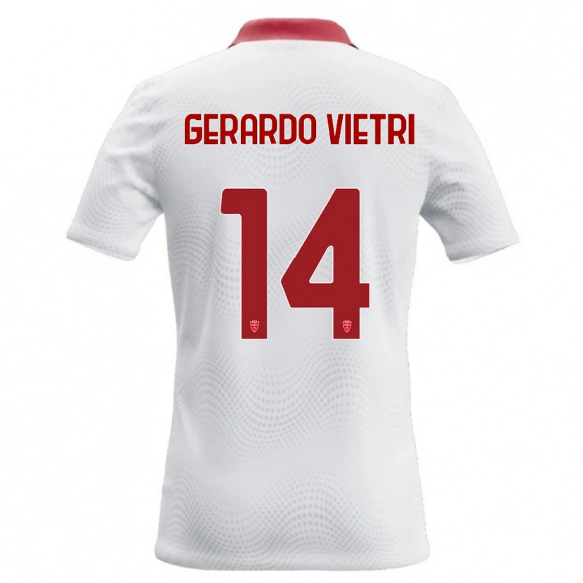 Danxen Enfant Maillot Alessandro Gerardo Vietri #14 Blanc Rouge Tenues Extérieur 2026/27 T-Shirt