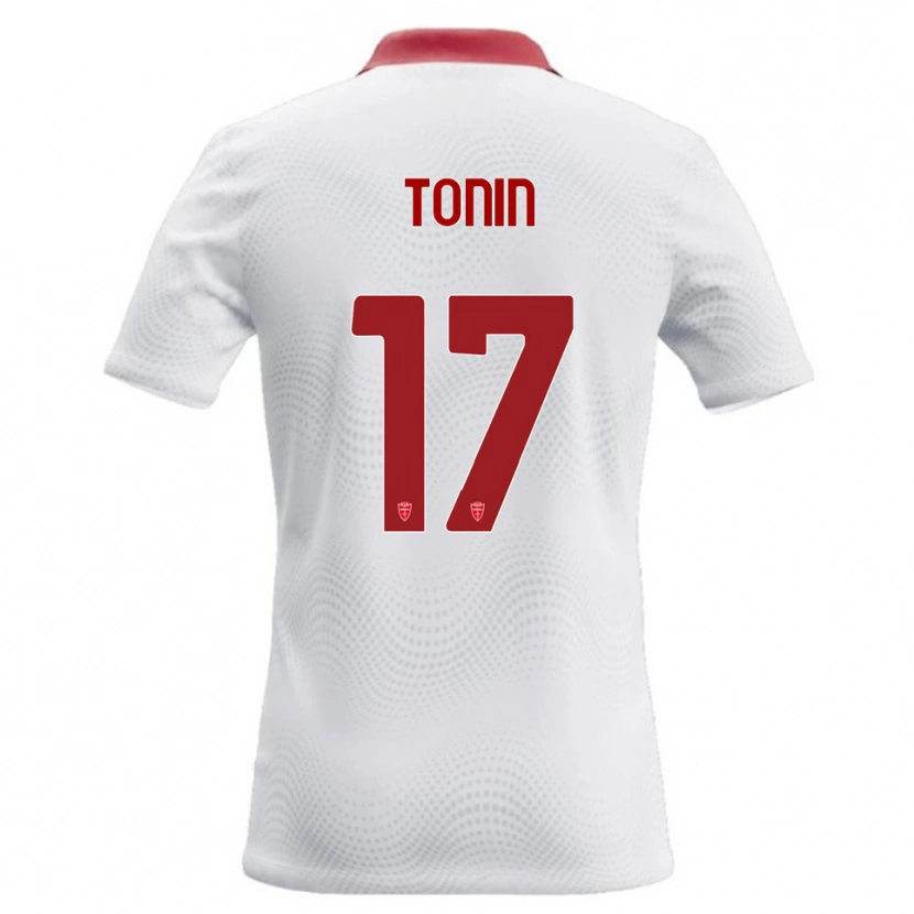 Danxen Enfant Maillot Andrea Tonin #17 Blanc Rouge Tenues Extérieur 2026/27 T-Shirt