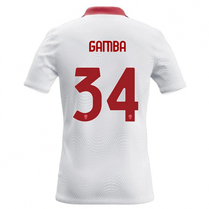 Danxen Enfant Maillot Alberto Gamba #34 Blanc Rouge Tenues Extérieur 2026/27 T-Shirt