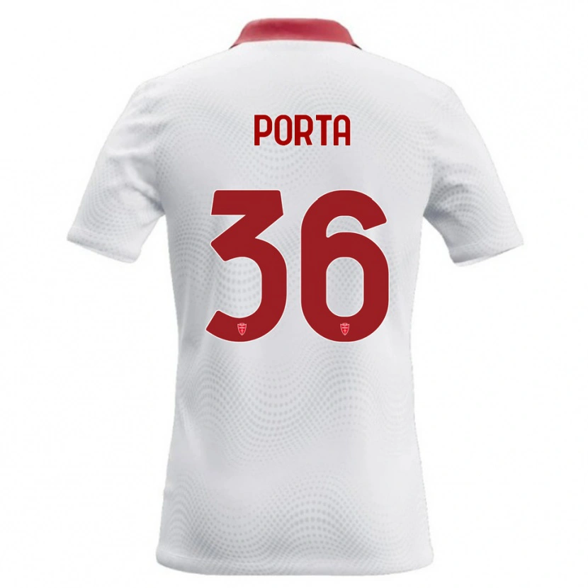 Danxen Enfant Maillot Matteo Porta #36 Blanc Rouge Tenues Extérieur 2026/27 T-Shirt