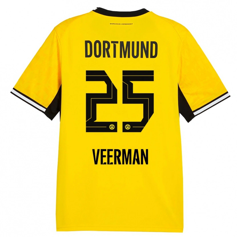 Danxen Homme Maillot Joey Veerman #25 Jaune Noir Blanc Tenues Domicile 2026/27 T-Shirt