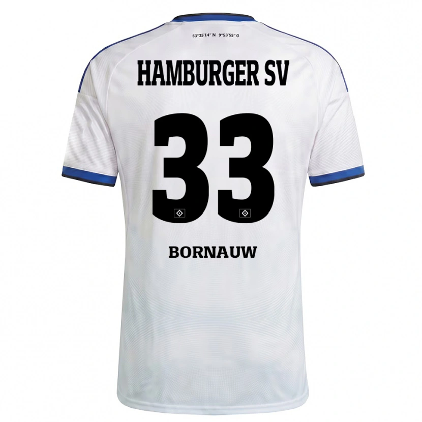 Danxen Homme Maillot Sebastiaan Bornauw #33 Blanc Noir Bleu Tenues Domicile 2026/27 T-Shirt