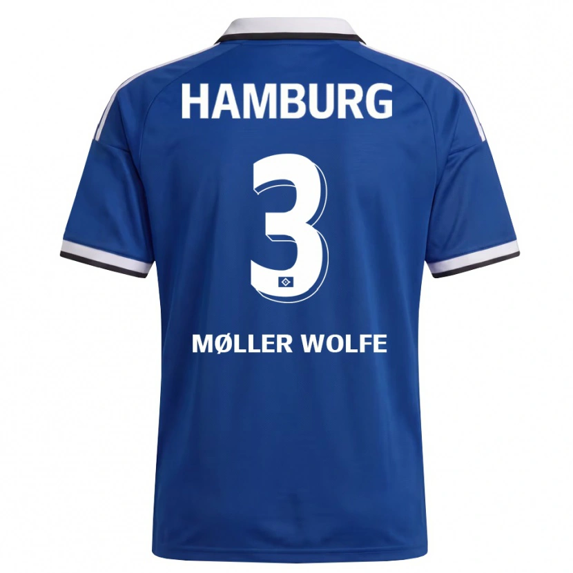 Danxen Homme Maillot David Møller Wolfe #3 Blanc Bleu Tenues Extérieur 2026/27 T-Shirt