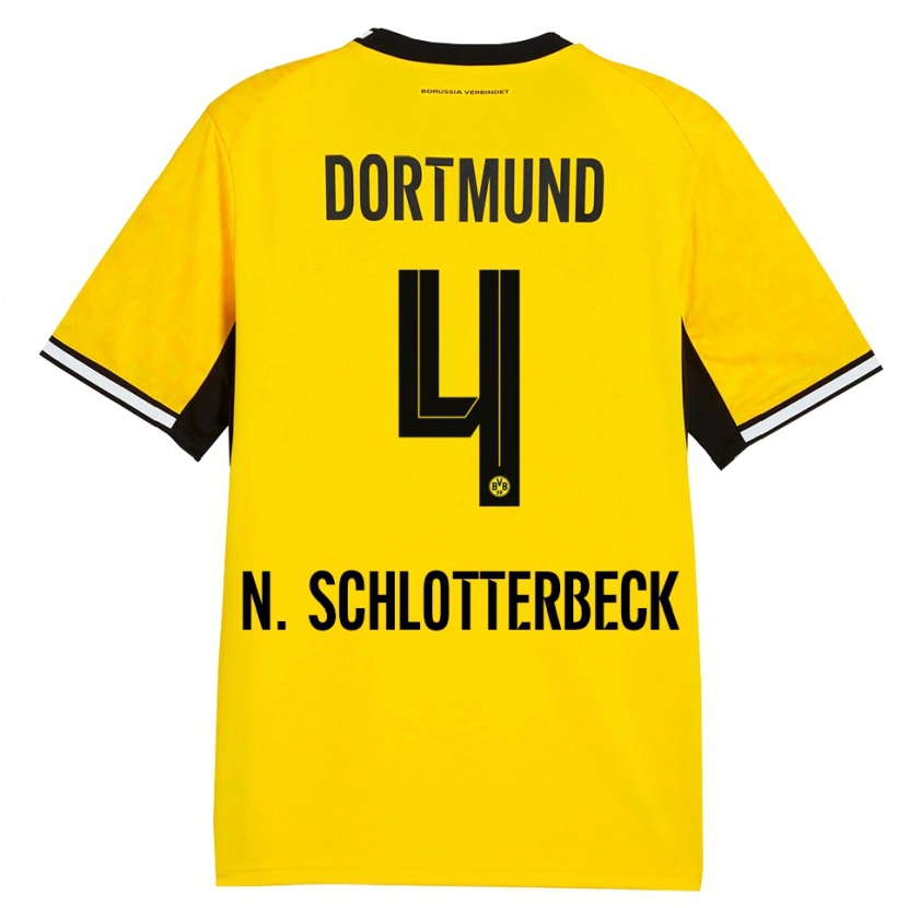 Danxen Homme Maillot Nico Schlotterbeck #4 Jaune Noir Blanc Tenues Domicile 2026/27 T-Shirt