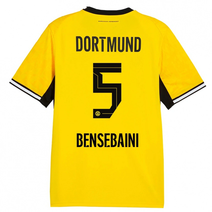 Danxen Homme Maillot Ramy Bensebaini #5 Jaune Noir Blanc Tenues Domicile 2026/27 T-Shirt