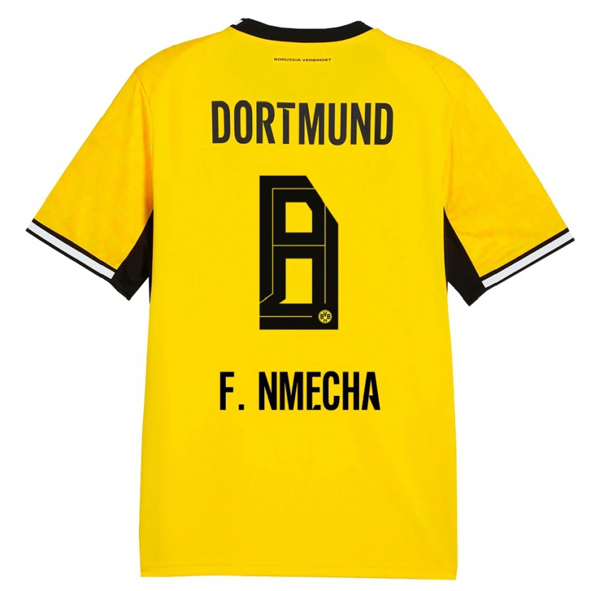 Danxen Homme Maillot Felix Nmecha #8 Jaune Noir Blanc Tenues Domicile 2026/27 T-Shirt