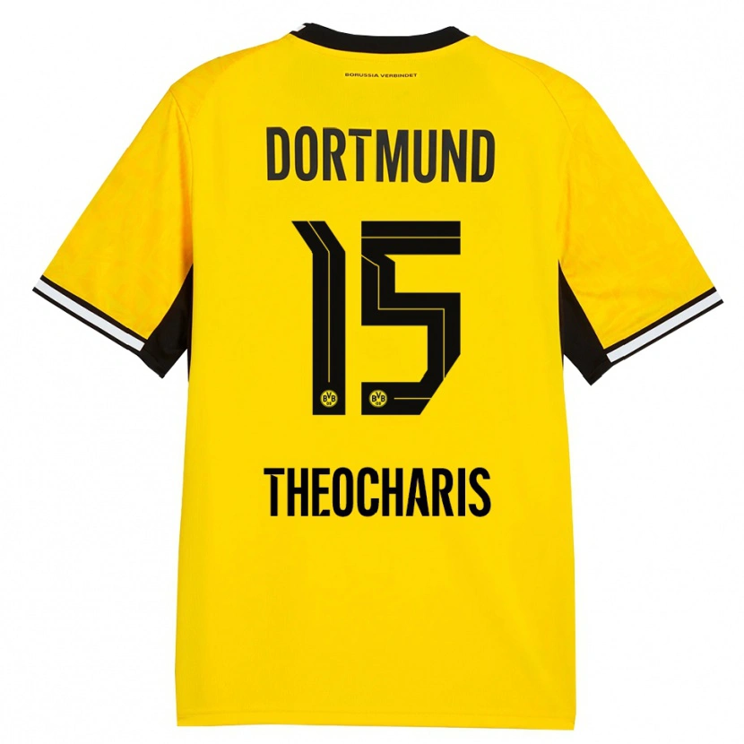 Danxen Homme Maillot Elefterios Theocharis #15 Jaune Noir Blanc Tenues Domicile 2026/27 T-Shirt