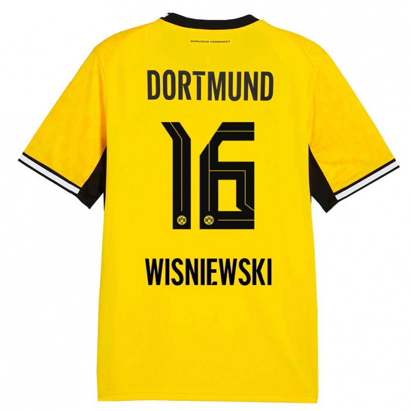Danxen Homme Maillot Lucy Wisniewski #16 Jaune Noir Blanc Tenues Domicile 2026/27 T-Shirt