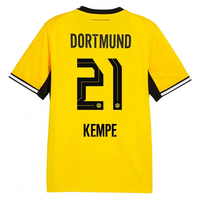 Danxen Homme Maillot Frederike Kempe #21 Jaune Noir Blanc Tenues Domicile 2026/27 T-Shirt