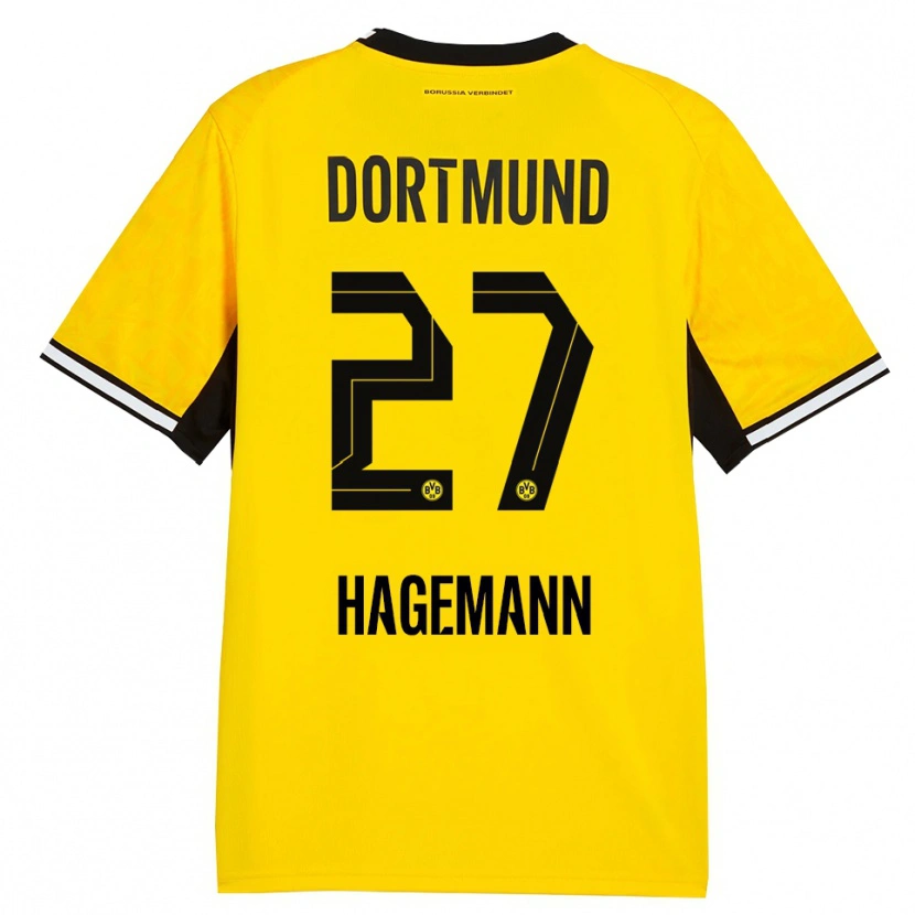 Danxen Homme Maillot Keron Hagemann #27 Jaune Noir Blanc Tenues Domicile 2026/27 T-Shirt