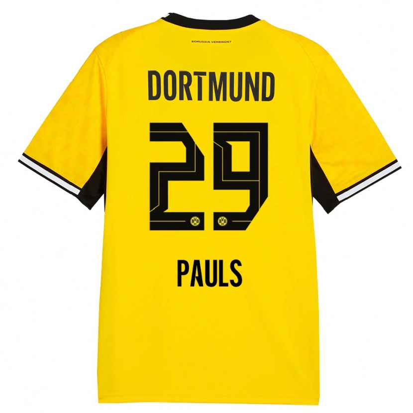 Danxen Homme Maillot Emilia Pauls #29 Jaune Noir Blanc Tenues Domicile 2026/27 T-Shirt
