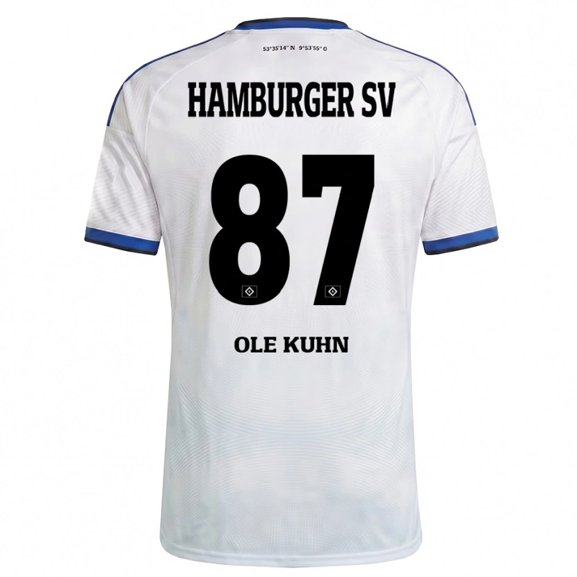 Danxen Homme Maillot Niklas Ole Kühn #87 Blanc Noir Bleu Tenues Domicile 2026/27 T-Shirt