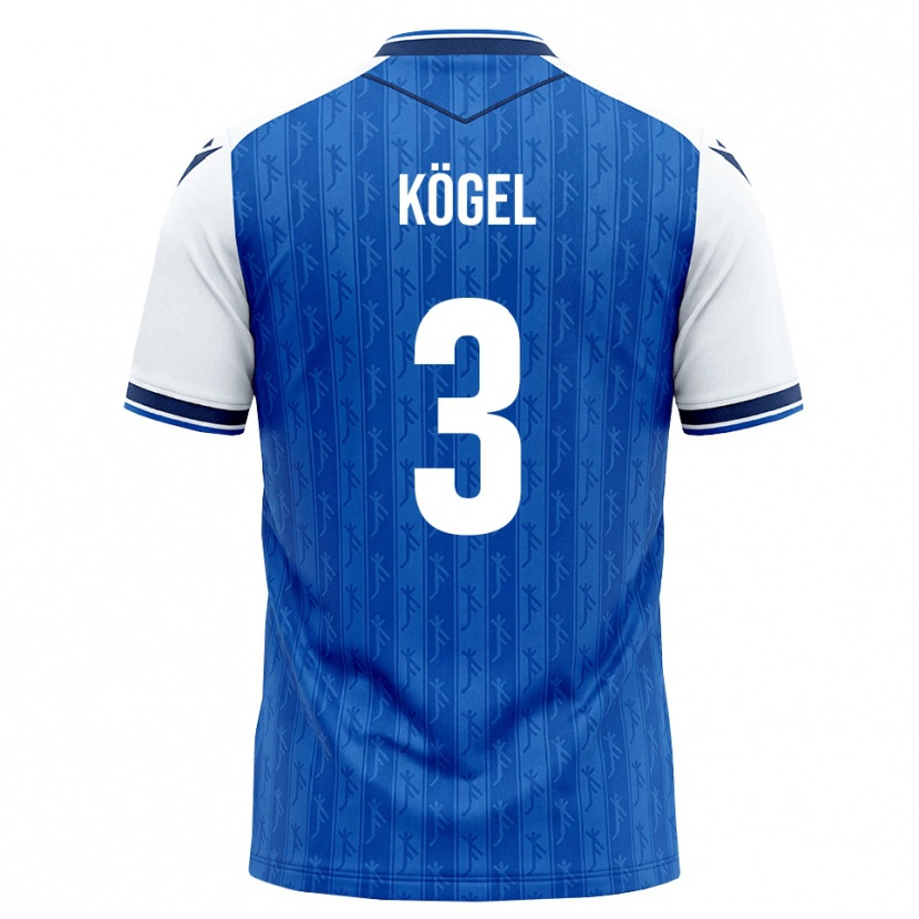 Danxen Homme Maillot Elias Kögel #3 Bleu Roi Blanc Tenues Domicile 2026/27 T-Shirt