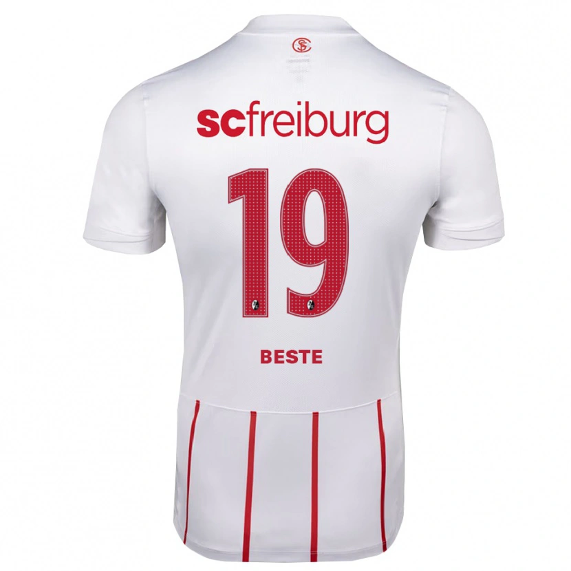 Danxen Homme Maillot Niklas Beste #19 Blanc Rouge Jaune Tenues Extérieur 2026/27 T-Shirt
