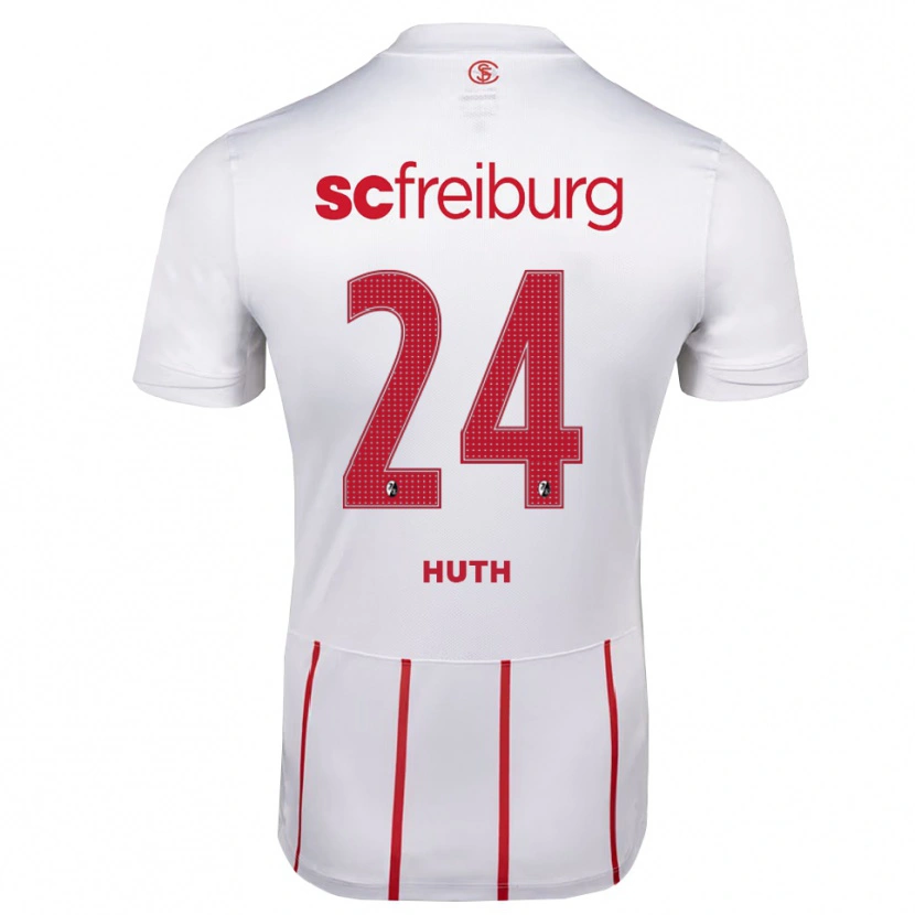 Danxen Homme Maillot Jannik Huth #24 Blanc Rouge Jaune Tenues Extérieur 2026/27 T-Shirt