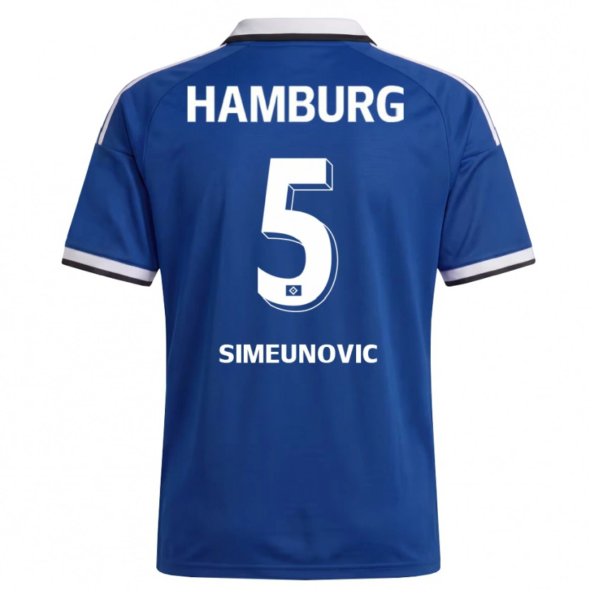Danxen Homme Maillot Denis Simeunovic #5 Blanc Bleu Tenues Extérieur 2026/27 T-Shirt