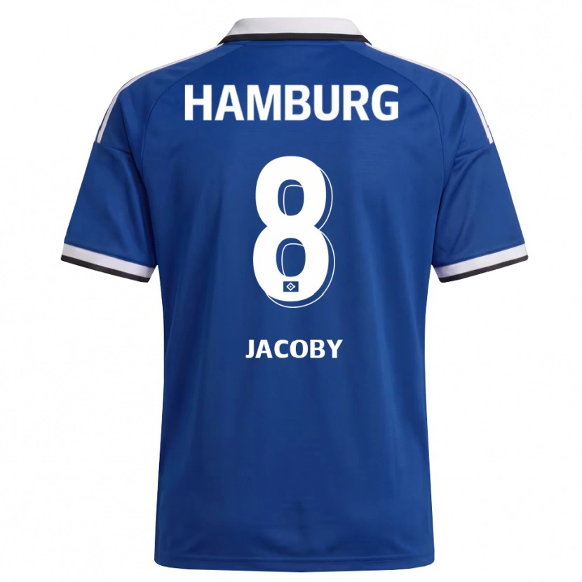 Danxen Homme Maillot Leandro Jacoby #8 Blanc Bleu Tenues Extérieur 2026/27 T-Shirt