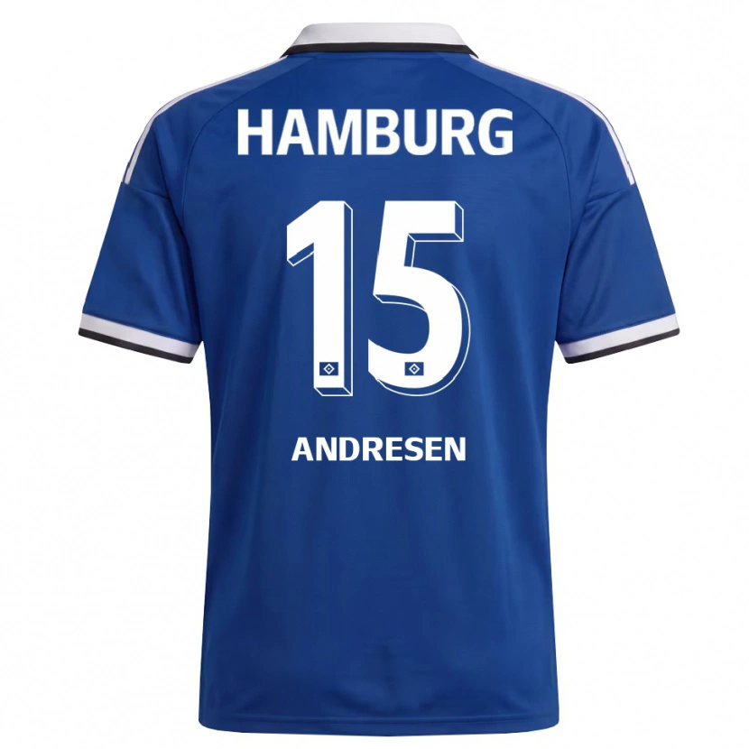 Danxen Homme Maillot Bent Andresen #15 Blanc Bleu Tenues Extérieur 2026/27 T-Shirt