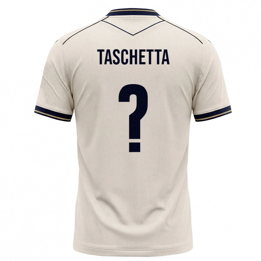 Danxen Homme Maillot Vincenzo Taschetta #0 Blanc Cassé Bleu Encre Tenues Extérieur 2026/27 T-Shirt