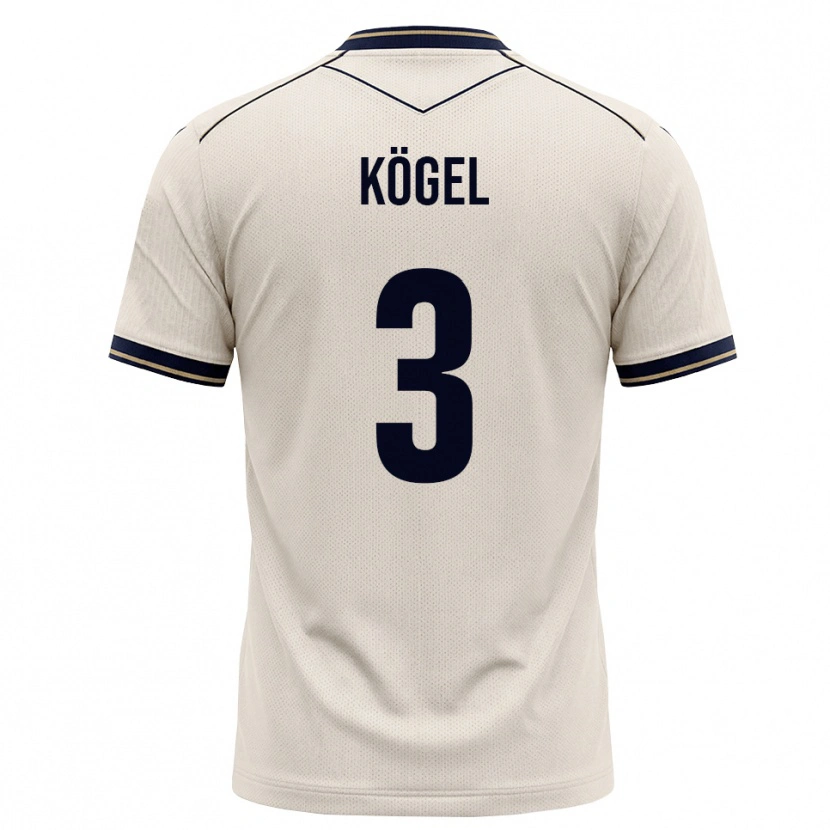 Danxen Homme Maillot Elias Kögel #3 Blanc Cassé Bleu Encre Tenues Extérieur 2026/27 T-Shirt
