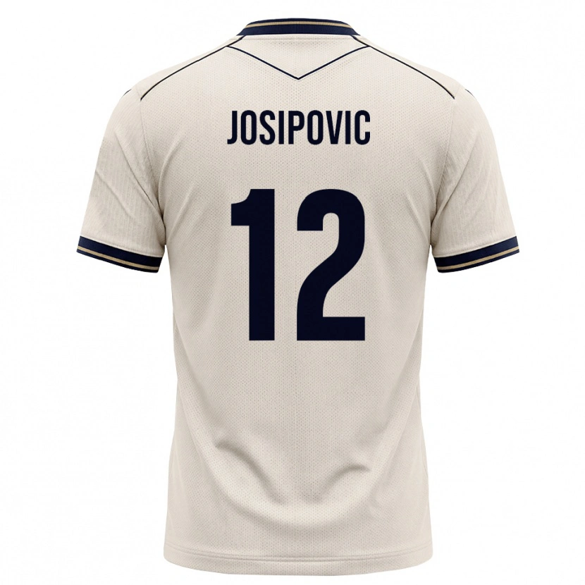 Danxen Homme Maillot Mihael Josipovic #12 Blanc Cassé Bleu Encre Tenues Extérieur 2026/27 T-Shirt
